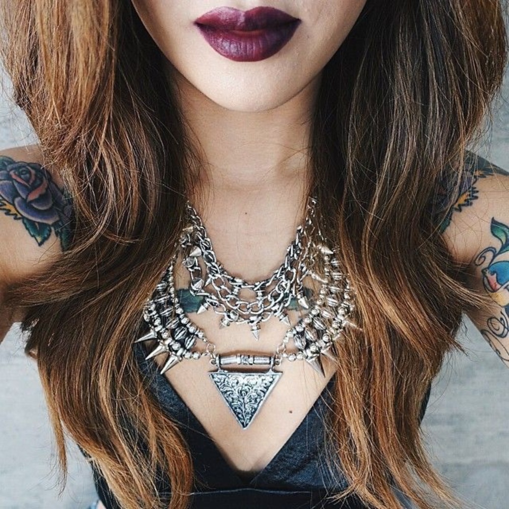 Chunky silver statement necklace